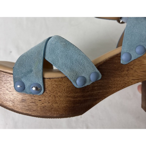 Sam Edelman Josefine Platform Sandals Block Heel Blue Suede Size 8 Boho Indie - Picture 11 of 14